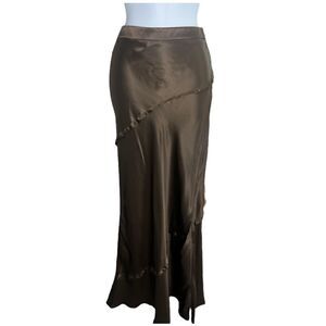 GF FERRE Maxi Skirt Paneled Silk In Brown Color Size S.